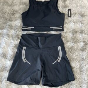 Fashion Nova Black and Gray Athletic Shorts-0101